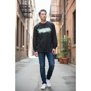 Kawasaki Men's Long Sleeve T-Shirt Black Medium 100% Cotton Graphic Tee